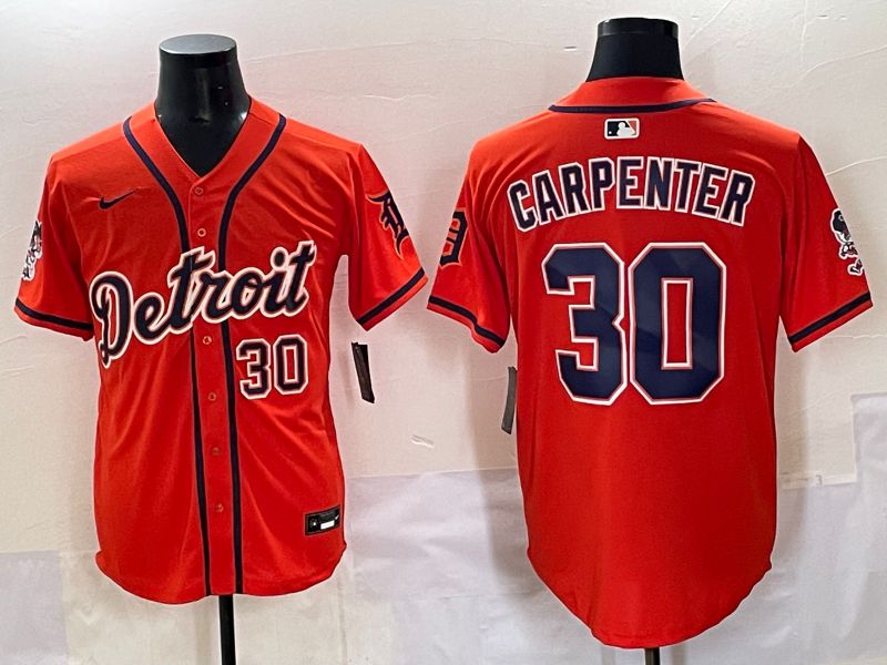Men 2025 Detroit Tigers #30 Carpenter Orange Fashion Nike MLB Jersey style 7154->detroit tigers->MLB Jersey
